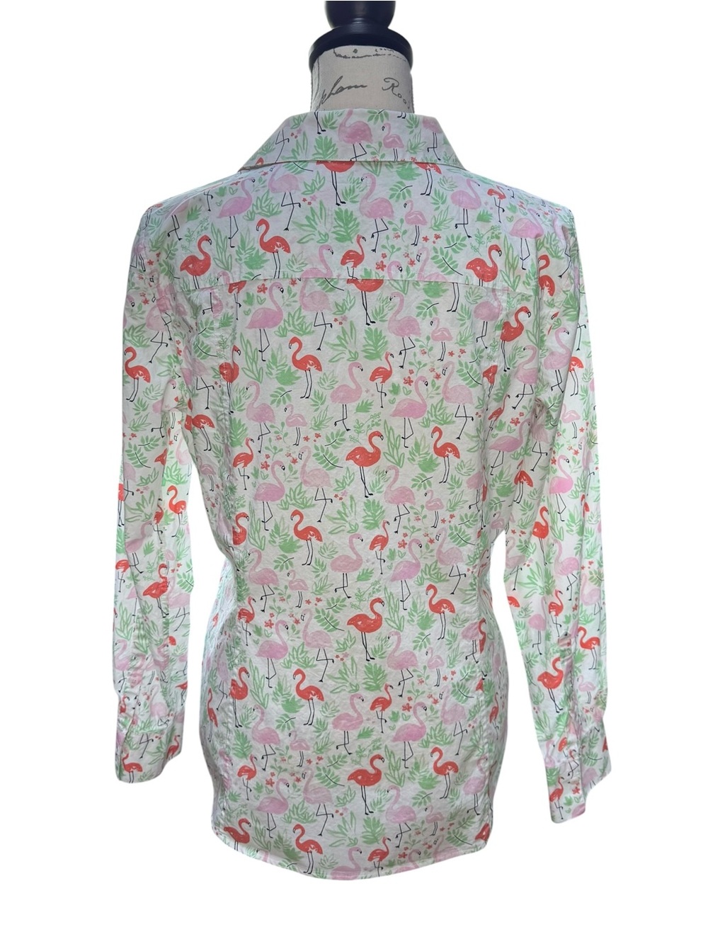 Brooks Brothers Pink & Coral Flamingo Print Button-Up Blouse - Picture 3 of 9